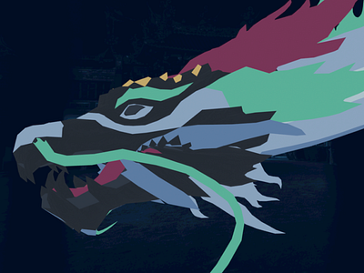 3D Dragon Model Texturized To Look Like 2D Vector