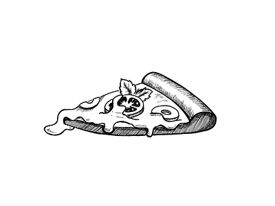 Pizza Love black and white blackwork fineliner ink art ink drawing linedrawing