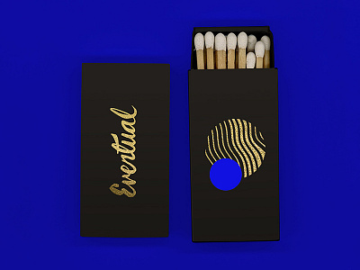 Eventual Logo black blue event planning gold lettering lines logo luxury matchbox signature