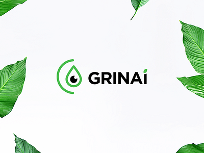 GRINAI - Logo Design agriculture brand company drop eye green leaf logo logotype plant seed