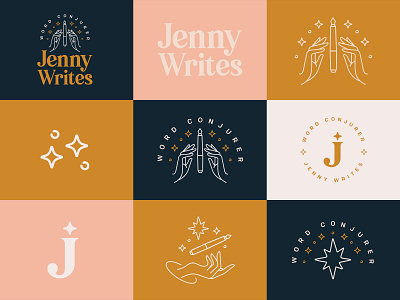 Jenny Writes Branding - Word Conjurer branding conjurer conjuror copywriter hands identity jenny writes logo magic magician sparkle spell typography word