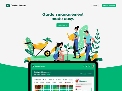 Garden Planner concept app checkmark desktop app flat garden gardening interface management app nature planner plant illustration planting plants plants app tasks ux design vegetables watering web design