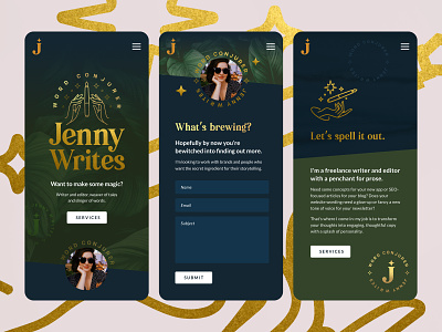 JennyWrites: Word Conjurer - Landing Page conjuror contact form copywriter homepage ui identity jenny writes landing page landing ui logo magic magician mobile mobile ui spell ui user interface ux website website design word