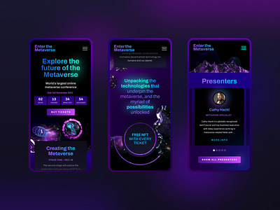 Enter The Metaverse - Event website - mobile UI