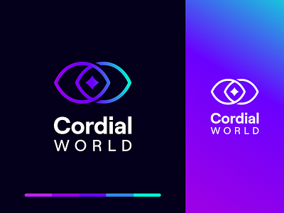 Cordial.World Logo - Consensus (seeing eye-to-eye) blockchain brand branding coin cordial crypto dao data economy data trust decentralized double eye eye logo logodesign mark nft startup token typography world