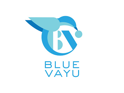 Blue Vayu Yoga Studio benkokolas bird blue circle flexibility flying logodesign monogram vayu yoga