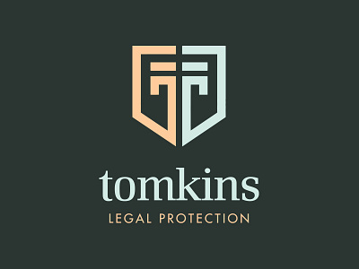 Tomkins Legal Protection Logo benkokolas lawyer legal logo monogram pillars protect protection shield strength tomkins