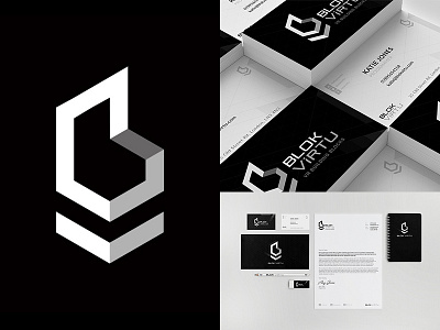 BlokVirtu Branding Concept blokvirtu brand branding bv digital id identity isometric logo monogram virtual reality vr