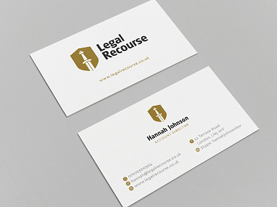 Business Cards for Legal Recourse branding business cards defence identity law lawyer legal order print design recourse shield sword