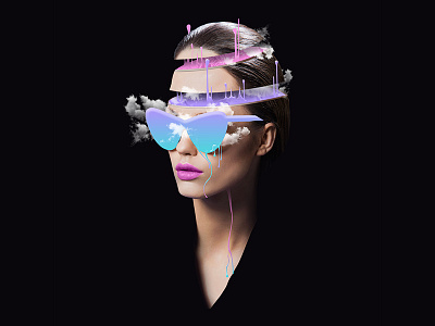 Expand Your Mind clouds collage digital art fantasy gradient montage photomanipulation photoshop portrait surreal tears trippy