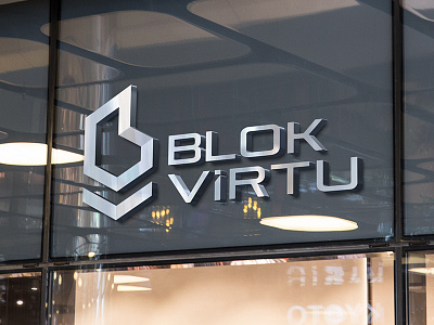 BlokVirtu [VR Startup's HQ front signage] blokvirtu bv fascia futuristic large format logo minimal monogram signage startup virtual reality vr