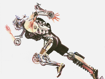 Superhuman android collage h machine metal olympics robot runner six million dollar man sport surreal transhumanism