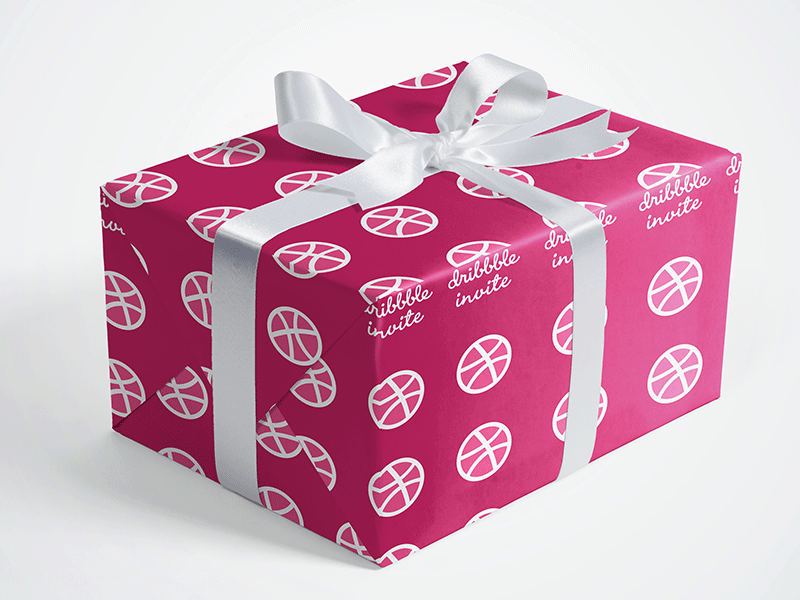 I have a gift for someone! accept draft dribbble game gift giftwrap invitation invite join package present ribbon