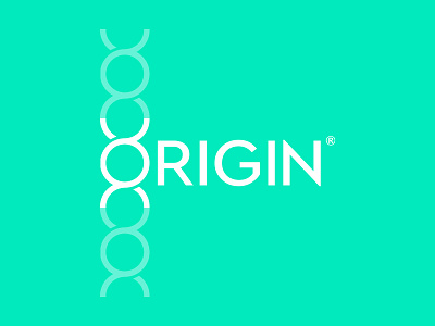 ORIGIN (Genetic test logo) 2d ancestry branding dna genetic helix logo magnifying glass medical origin science search