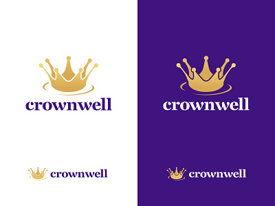 Crown Well Logo crown droplet king puddle purple gold ripple royal spa splash water well wellness