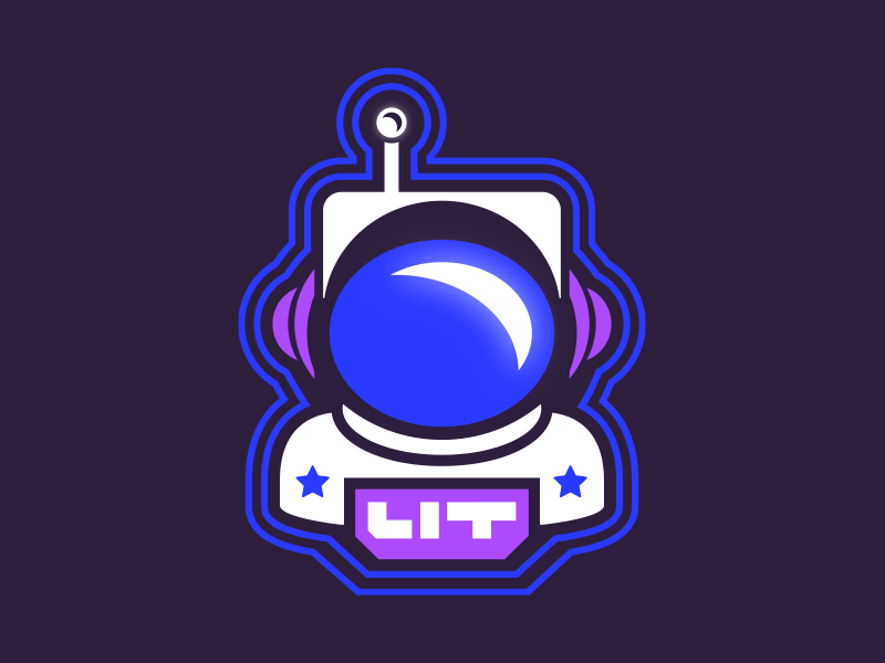 LIT 80s astronaut branding club lifestyle lit logo outline robot scifi space synthwave