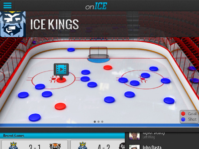 onIce Application 3d 4d cinema hockey ipad quick render rink sports ui ux