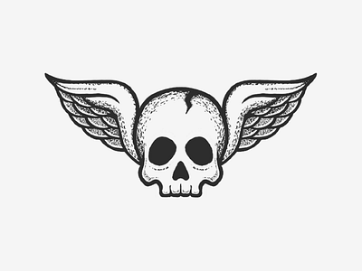 Live Fast, Die Fun black design drawing illustration ink ipad motorcycle skull tattoo wings