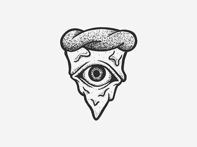 In Crust We Trust black blackwork crust drawing eye ink ipad pizza trust we