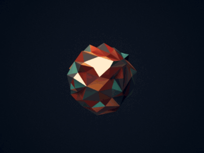 Transforming Mountain 4d ball cinema gif low mountain poly