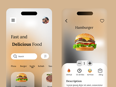 Restaurant, Food delivery app design