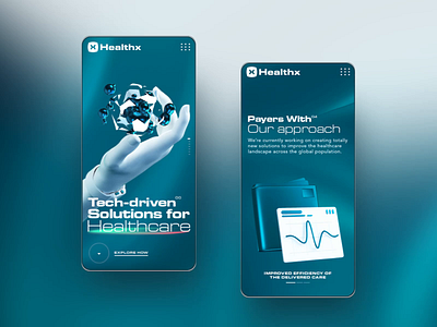 Healthx: Mobile 3d 3d animation ai biometrics doctor healthcare healthx medical mobile mobile design mobile uiux motion navigation patient precision medicine scroll technology ui ux website design