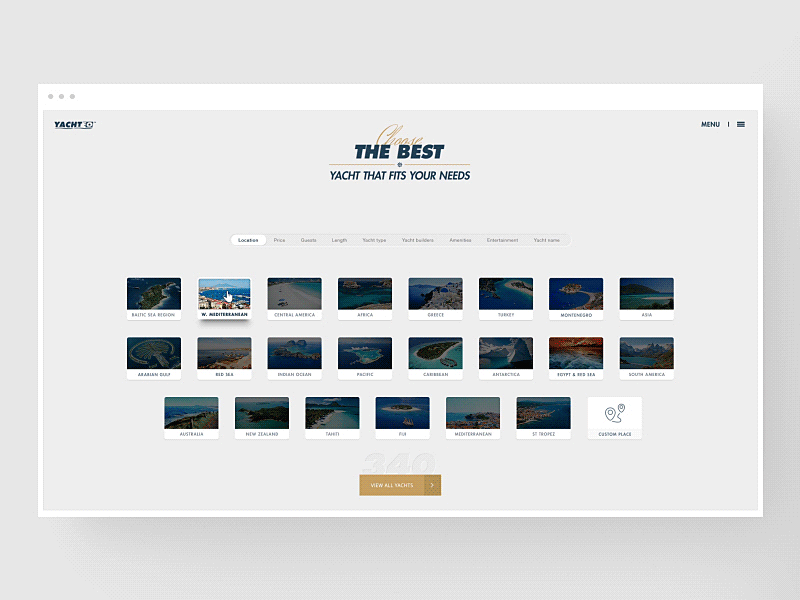 Yachteo — Advanced Search advanced chartering concept fiftyseven interactive luxury product search ui ux web yacht