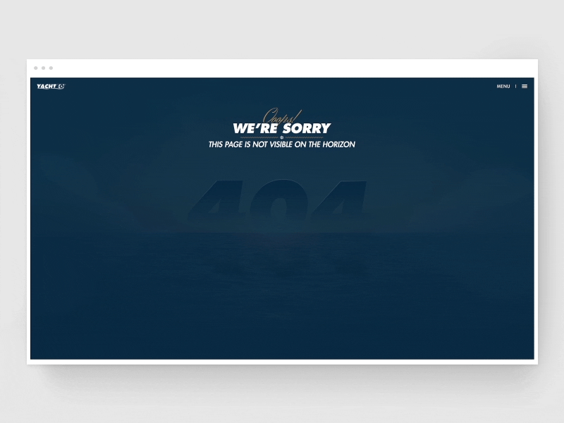 Yachteo — 404 Page 404 chartering concept fiftyseven interactive page ui ux web yacht yachteo