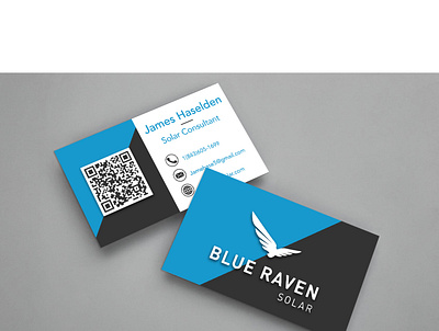 Blue Raven Solar Horizontal Business Cards branding design graphic design illustration