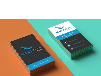 Blue Raven Solar Vertical Business Cards branding businesscard businesscards cards design graphic design