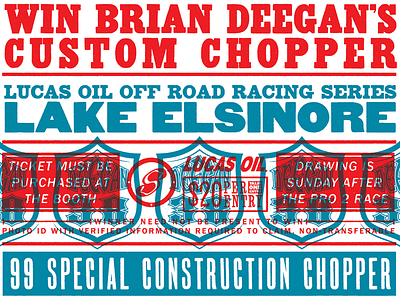 Deegan's Chopper badges color font lettering rough texture type typography vintage wood type