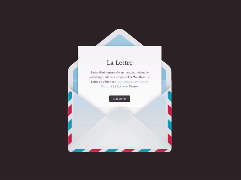 Animated Subscribe Form 3d transform css envelope form letter newsletter paper webflow