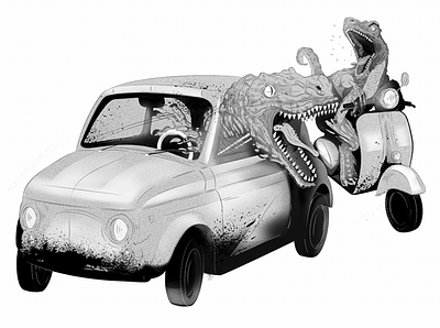 traffic safety - process dinosaur illustration trafficsafety