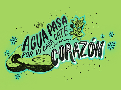Aguacate avo avocado corazon green illustration lettering mexico type typography