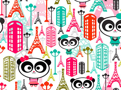 Panda in Paris illustration panda paris