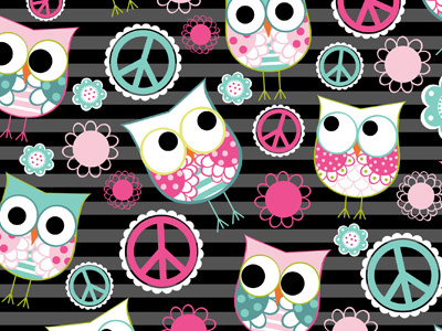 Peace owls flowers illustration owls peace signs