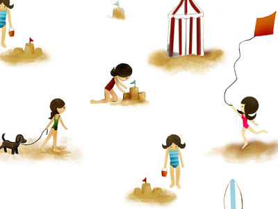 Playing with sand beach had drawing illustration kids pattern sand