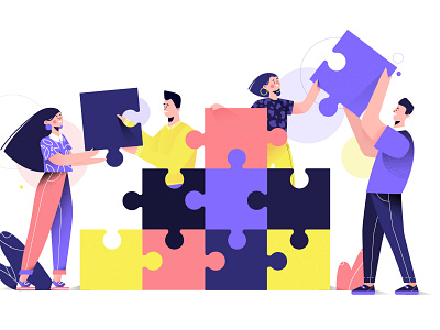 company vision character colors icon illustration lifestyle office people people illustration print puzzle team teamwork vector illustration vision