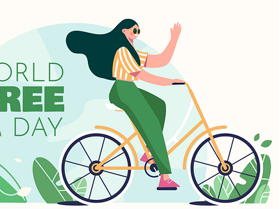 Car Free Day bike character happy illustration lifestyle people people illustration vector vector illustration