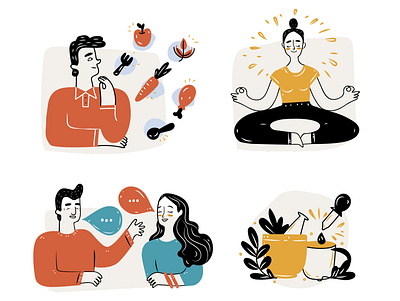 Icon health set character health healthcare homeopathy illustration lifestyle meditation nutrition people people illustration vector vector illustration