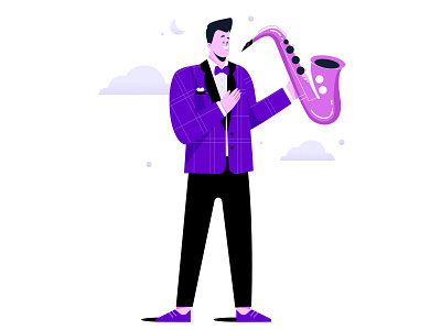 Spot illustration for Landing Page character clean clothes illustration lifestyle music people people illustration saxophone saxophonist vector vector illustration