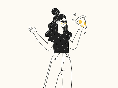 Pizza Girl character girl illustration lifestyle lineart people illustration vector illustration