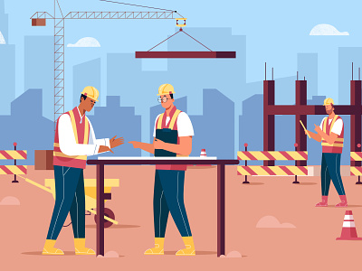 Engineers Working on Construction character construction constructor engineers illustration lifestyle people illustration vector illustration