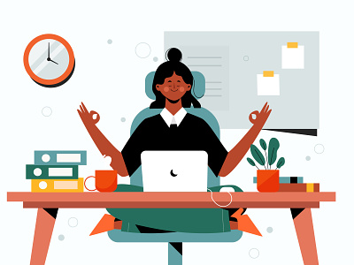 Business Person Meditating business people character illustration lifestyle meditating office people people illustration vector vector illustration