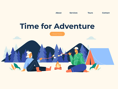 Adventure Landing Page adventure camping character illustration lifestyle people people illustration vector illustration