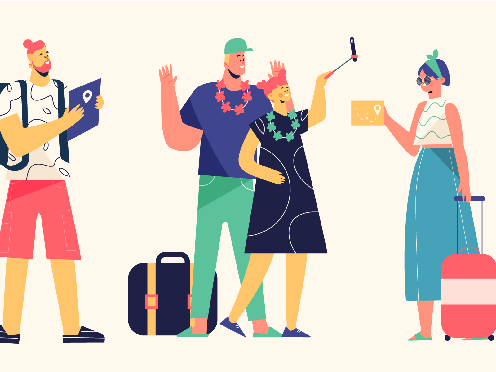 Tourist characters by Jessica Flores for Felic Art on Dribbble