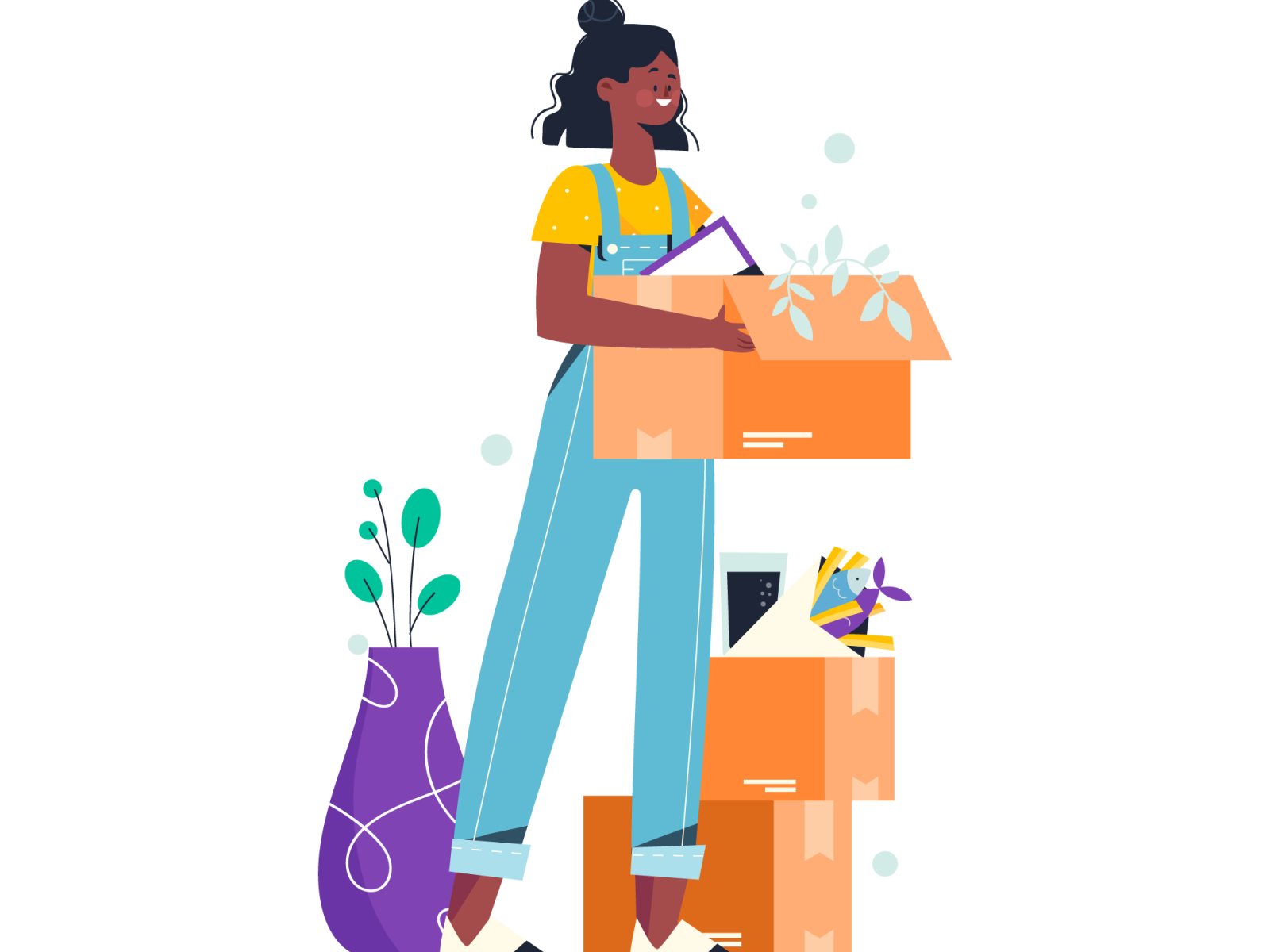 Moving Day character girl moving illustration lifestyle moving moving day new house people people illustration vector vector illustration