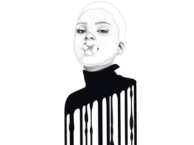 Silence blackandwhite character fashion illustration illustration