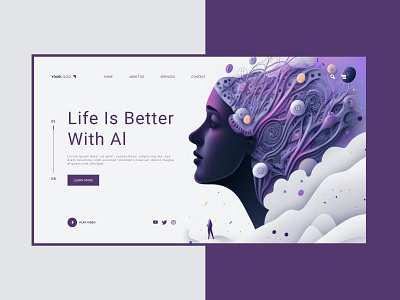 Artificial intelligence Website Design For Sale ai header design ai website app artificial intelligence branding design graphic design illustration logo typography ui ux vector