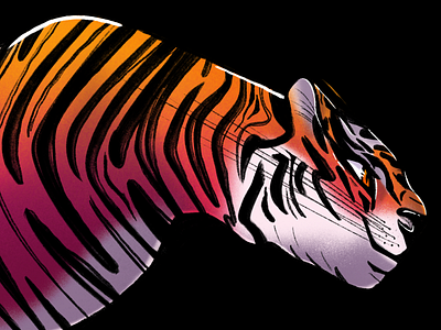 Tiger Illustration animal brazil childrens book dark mode gradient illustration procreate tiger